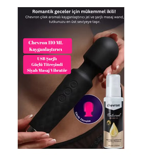 Titreşimli Masaj Wand Vibratör Siyah + 110 ML Chevron Jel