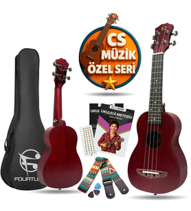 Fourtune Elio UKS-21RD Soprano Ukulele Maun Hakiki Ağaç (ÖZEL SERİ) (Yılbaşı Kırmızısı)
