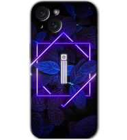 İphone 15 Kılıf HD Desen Baskılı Kılıf - Dark Neon Yaprak İ Harfi