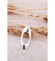 Oval Tasarım Gümüş Kolye 7480