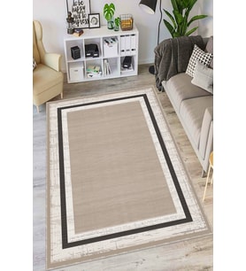Bej Kaymaz Tabanlı Çerçeveli Salon Halısı AR1420 - 100 x 160 cm