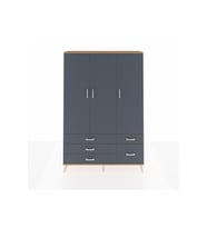 Arges Gardrop 5 Raflı 5 Çekmeceli Tek Askılı 132x30x195 Çam-Antrasit