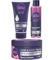 Sesu Vücut Losyonu 175ML/Vücut Peelingi 250ML/Simli Cilt Bakım Yağı 150ML Karma (3 Lü Set)
