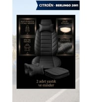 citron berlingo 2001 Koltuk ve Kılıf uyumlu Siyah Yastık Minder Lüks 2 Minder 2 Yastık