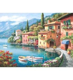 Sahilde Yalılar Sayılarla Boyama Seti 60x75 cm (Tuvale Gerili)