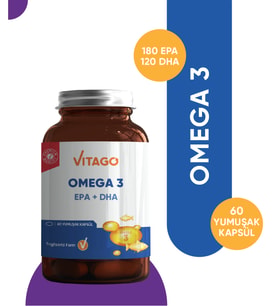 Vitago Premium Omega 3 İçeren Softjel Takviye Edici Gıda 60'lı