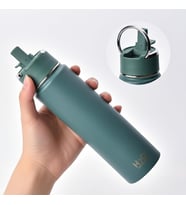 650 ml Paslanmaz Çelik Termos Matara - 4 Renk (Krem, Yeşil, Siyah, Mavi) - Sıcak ve Soğuk Tutan Sporcu Suluk ve Ofis Şişesi (YEŞİL)