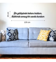 Bir Gülüşünde Baharı Buldum Siyah Ahşap Duvar Yazısı - 20x120 cm Dekoratif Aşk Temalı Duvar Dekoru