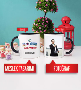 Sosyal Bilgiler Öğretmeni Kupa Bardak Siyah Fotoğraflı