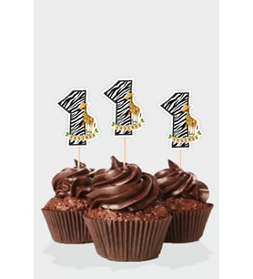 Safari Temalı * 1 (bir) Yaşında Cupcake Süsü '10lu