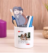 Kişiye Özel Youtube Tasarım Fotoğraflı Seramik Kalemlik