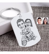 BK Gift Kişiye Özel Karakalem Sevgililer Pleksi Anahtarlık-10 (Beyaz)