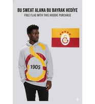 Galatasaray Büyük Logolu GRİ Sweatshirt BAYRAK Hediyeli