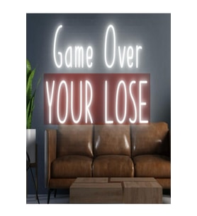 Game Over YOUR LOSE Yazılı Neon Tabela