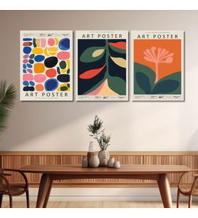 3'lü Kanvas Duvar Tablosu Renkli Art Poster Tasarımı