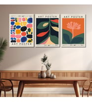 3'lü Kanvas Duvar Tablosu Renkli Art Poster Tasarımı