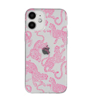 Iphone 12 Uyumlu Pembe Leopar Desenli Şeffaf Telefon Kılıfı