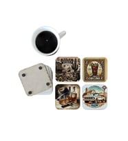 Ghostbastır Design Western Kuşağı Dekoratif Ahşap Bardak Altlığı Seti 036