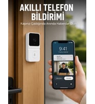 Beyaz Wi-fi Akıllı Görüntülü Kapı Zili Hd Kamera, Gece Görüşü Ve Telefon Bildirimli Kablosuz Kapı Zi