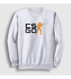 Presmono Unisex Beyaz Logo Oyun Counter Strike Cs Go Sweatshirt 323612tt (Beyaz)