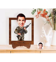 BK Gift Kişiye Özel Uzman Jandarma Karikatürlü Ahşap Standlı 3D Biblo-1 (Beyaz)