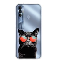 PrintiFy Tecno Spark 7 Pro ile Uyumlu 1mm Slim Fit Kedi 3 050d Baskılı Şeffaf  Kılıf