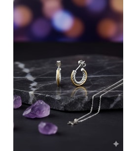 925 Ayar Papatya Silver Burgulu Çift Renk İthal Halka Küpe.rose.gold.rodaj
