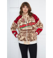 Unisex Oversize Limited Edition Batik Yıkamalı Motosport Fermurarlı Bomber Ceket