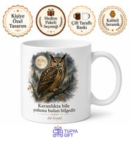Puhu Kuşu Temalı Baskılı Kupa Bardak Hediye Baykuş Porselen Mug