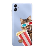 PrintiFy Samsung Galaxy A04e ile Uyumlu 1mm Slim Fit Kedi 1 050b Baskılı Şeffaf  Kılıf