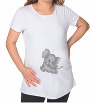BK Gift Bebek Fil Tasarımlı Beyaz Hamile Tişört-2