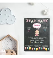 DECORITA Cam Tablo Kişiye Özel Kız Bebek Doğum Künyesi 30cm x 40cm