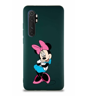 Xiaomi Mi Note 10 Lite Soft Premier Kapak Minnie Mouse-D Tasarımlı Silikon Kılıf - Yeşil (Şeffaf)