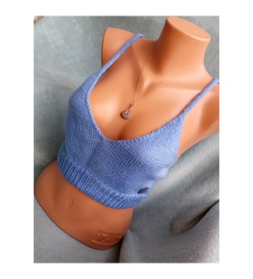 Vip  Handmade Mavi Crop Top Büstiyer