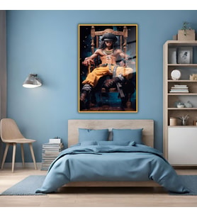 Metal Çerçeveli Temperli Cam Tablo One Piece Karakteri (Gold)