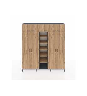 Hyperion Dolap 18 Raflı 9 Kapaklı 220x44x243 Antrasit-Çam/Çam
