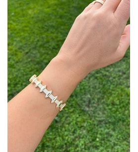 Ysx Jewelry Altın Rengi Taşlı Üçgen Detaylı Kelepçe