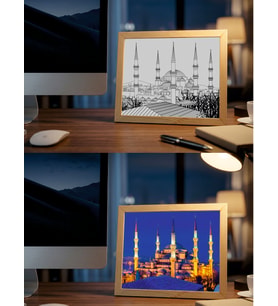 TABLOXY LED Tablo Masaüstü Işıklı Hediyelik Dekoratif SULTANAHMET camii 25 * 19