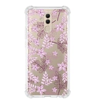 Huawei Mate 20 Lite  Köşe Korumalı Antişok Kapak Floral Pudra Tasarımlı Şeffaf  Kılıf
