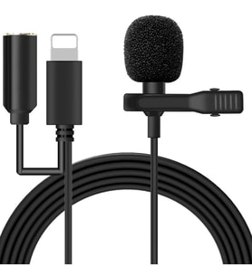 ALLY iPhone Lightning Yaka Mikrofonu+3.5MM jack Profesyonel Youtuber Mikrofonu-(5775 - HPSBYI1785-9