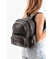 Suni Deri Kadın Sırt Çantası 38*28 Cm Mega Bag Günlük Kullanıma Uygun Çok Cepli İçi Astarlı (Kahverengi)