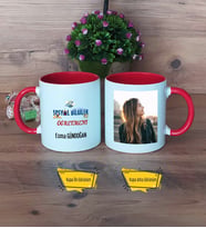 Sosyal Bilgiler Öğretmeni Kupa Bardak Kırmızı Fotoğraflı Öğretmenler Günü Hediyesi