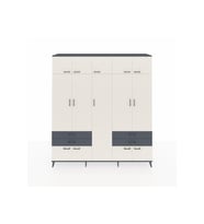 Hyperion Dolap 12 Raflı 4 Çekmeceli 2 Askılı 220x44x243 Antrasit-Aytaşı/Antrasit