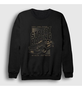 Presmono Unisex Siyah Street Racing Sokak Yarışı Araba Sweatshirt 487808tt