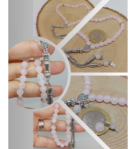 Pembe Kuvars Taşı 33lük Tesbih 6mm (1254)
