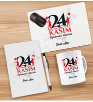 BK Gift Kişiye Özel İsimli Öğretmenler Günü Tasarımlı Defter, Tükenmez Kalem, Kupa ve Mousepad Hediye Seti - 6, Öğretmene Hediye, Öğretmenler Günü