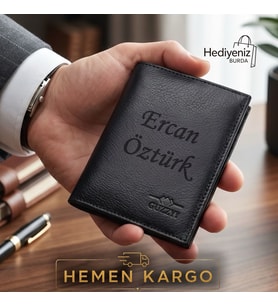 Kişiye Özel Lüks Hakiki Deri Erkek Cüzdan Babaya Eşe Sevgiliye Arkadaşa Hediye