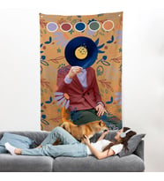 Sansalyede Oturan Adam Pop Art Duvar Örtüsü-7978