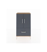 Arges Komodin 2 Raflı Tek Çekmeceli 2 Kapaklı 60x30x106 Çam-Antrasit