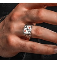 925 Ayar Gümüş İskambil Tasarım Poker Model Erkek Yüzüğü